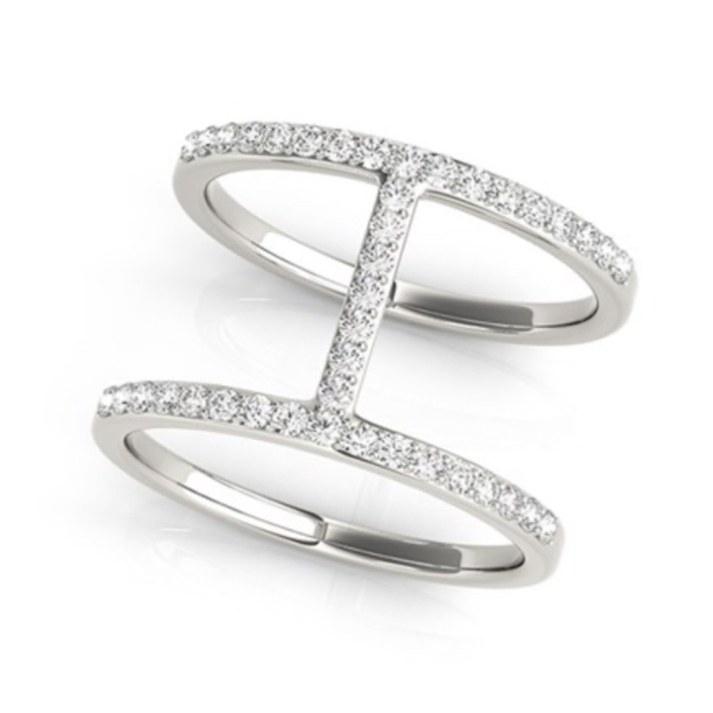 Connected Dual Band .35ct Diamond Embellished Ring 14k White Gold